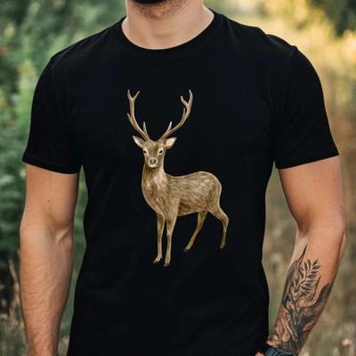 T-shirt da uomo in cotone con motivo di cervo Taglia dalla XS alla 5XL-