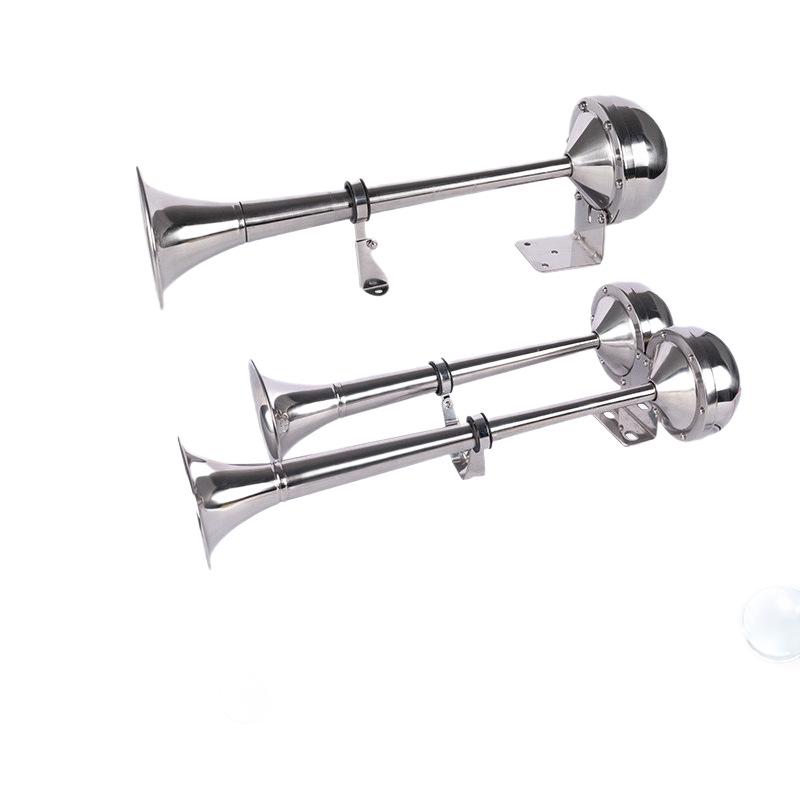 12V/24V Stainless Steel Yacht Horn, Single/Double Tube, High/Low Tone, Waterproof, Super Loud.