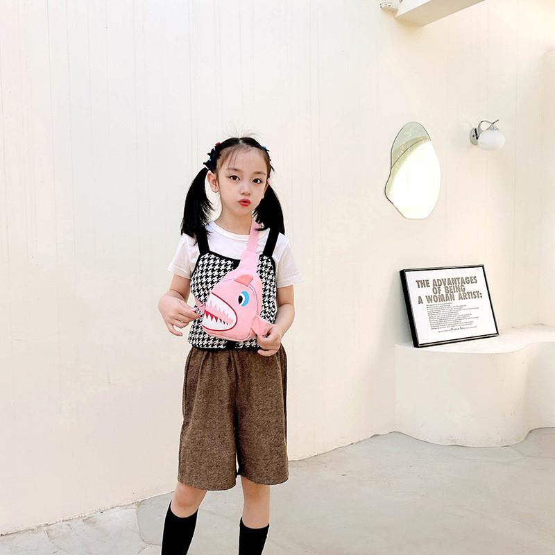 Adorable Cartoon Shark Crossbody Bag For Kids Lightweight Durable Canvas Design