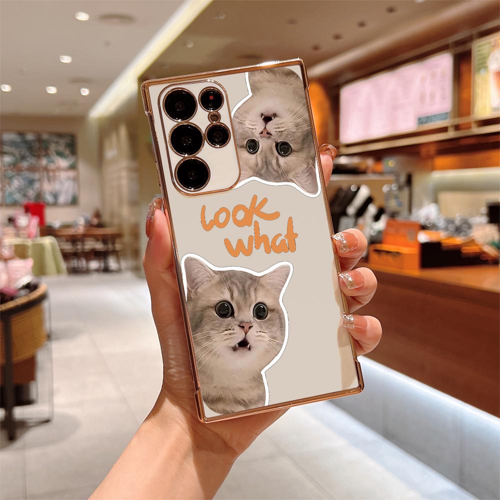 Cat Pattern TPU Case for Samsung Galaxy S24 S25 S23 Ultra/S22 Ultra/S21 FE A54/A34/A14 5G Cute Phone Cover with Adorable Design