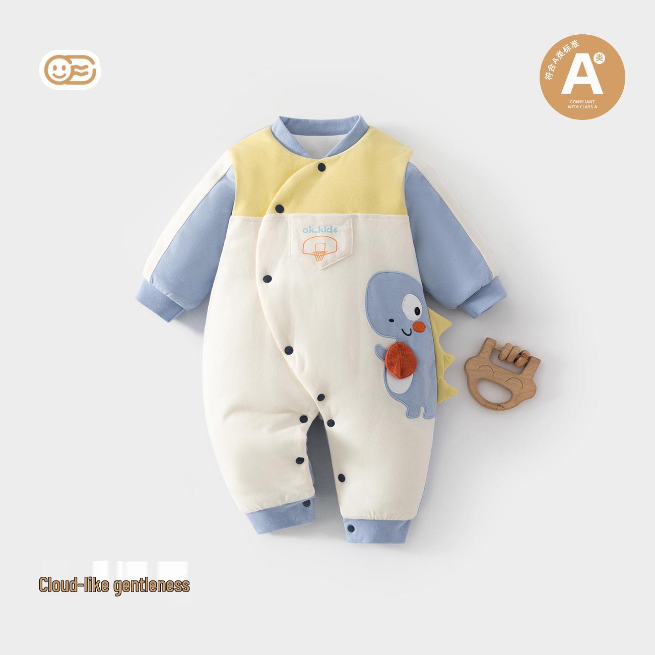 

Autumn/Winter Baby Padded Jumpsuit with Asymmetrical Collar - Class A Newborn One-Piece Outerwear Size 90