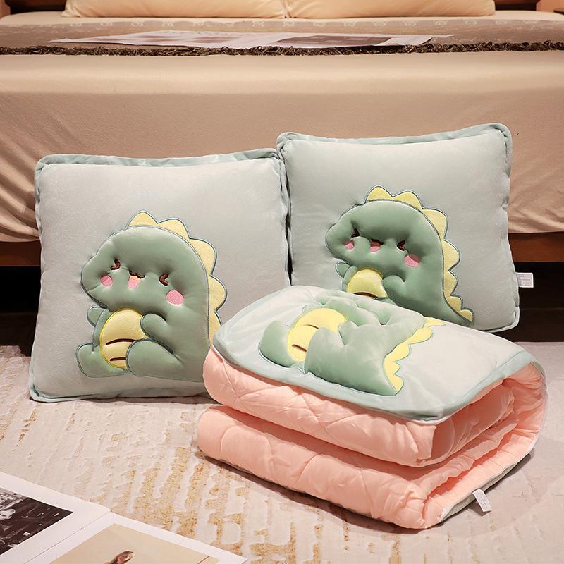 Cartoon Kaninchen Welpe Hund Überwurf Kissen Steppdecke Doppelzweck Zwei-in-Eins Faltbare Klimaanlagen-Steppdecke Büro Nickerchen Decke Kissen