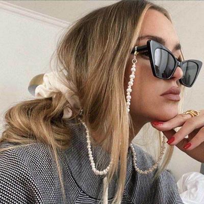 Chic Women Fashion Reading Glasses Chain Metal Sunglasses Cords Irregular Pearl Beaded Eyewear Accessory