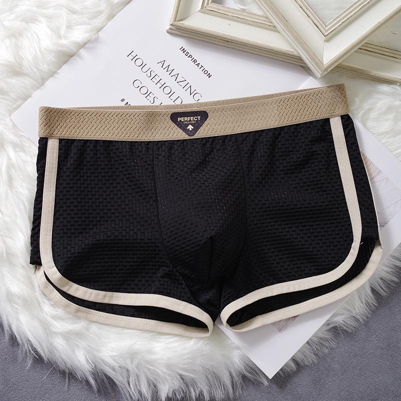 Sottotuta da uomo estiva in seta ghiacciata, sottile, a quadretti, tinta unita semplice, pantaloni sportivi da casa da uomo, a gamba dritta