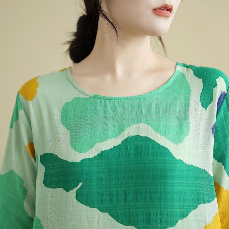 New Vintage Floral Maxi Dress Women Plus Size Spring Long Sleeve Loose Oversize Basic Long Dress