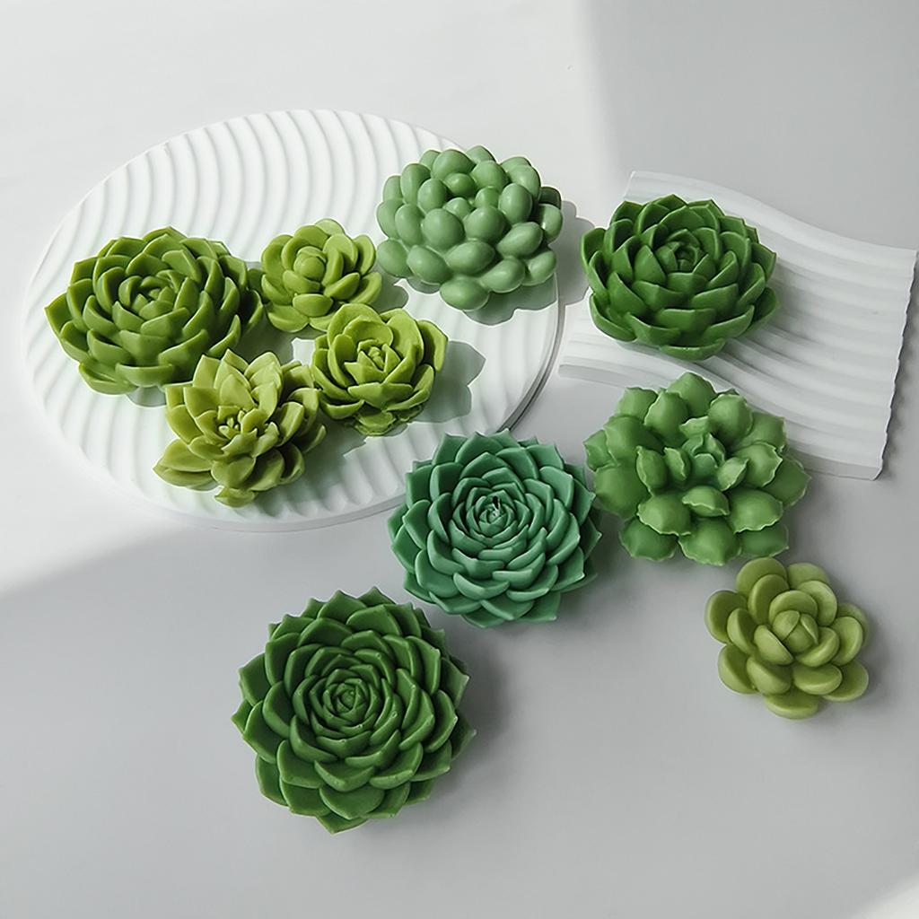 DIY Geometric Silicone Mold Succulents Shape Concrete Moulds Realistic Craft Molds Resin Moulds for Hand-Making Candle