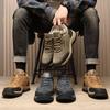 Fashion Genuine Leather Men's Plush Thick Outdoor Work Boots, Warm Snow Boots, Men's Boots