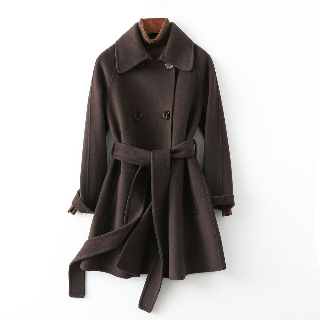 High-end double-sided cashmere coat women's medium and long new woolen coat
