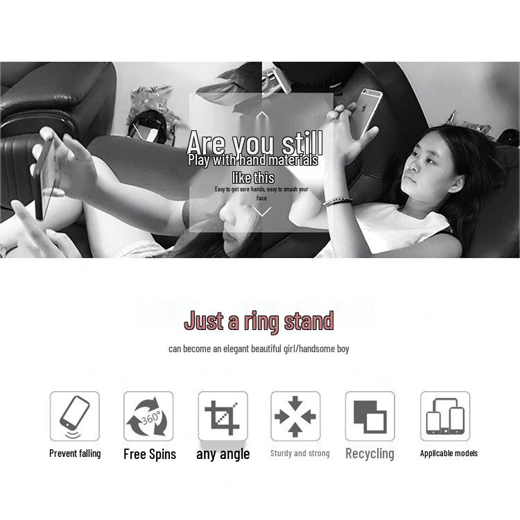 Crystal Clear Phone Stand Ring: Transparent PC Acrylic & Metal Ring Holder
