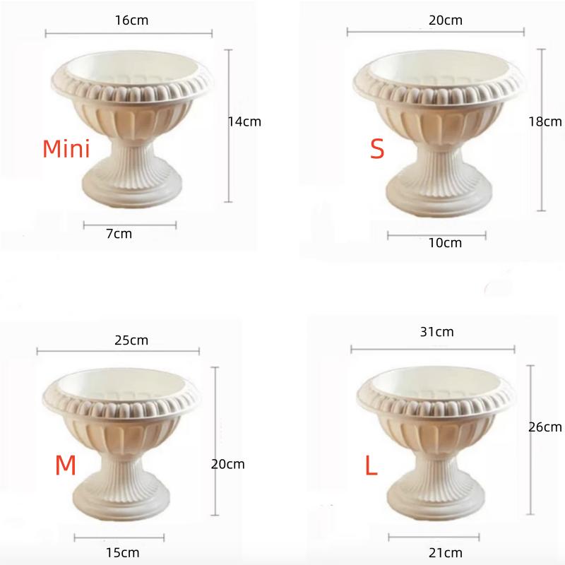 2Pcs Roman Column Flower Pots – White Plastic Wedding Pedestal Planters for Aisle & Event Decoration