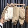 Jungen Herbst- und Winter einfarbiger Thermoanzug in kleinen und mittleren Kindergrößen, gepolsterte und verdickte langärmlige Jacke + Hose zweiteiliges Set