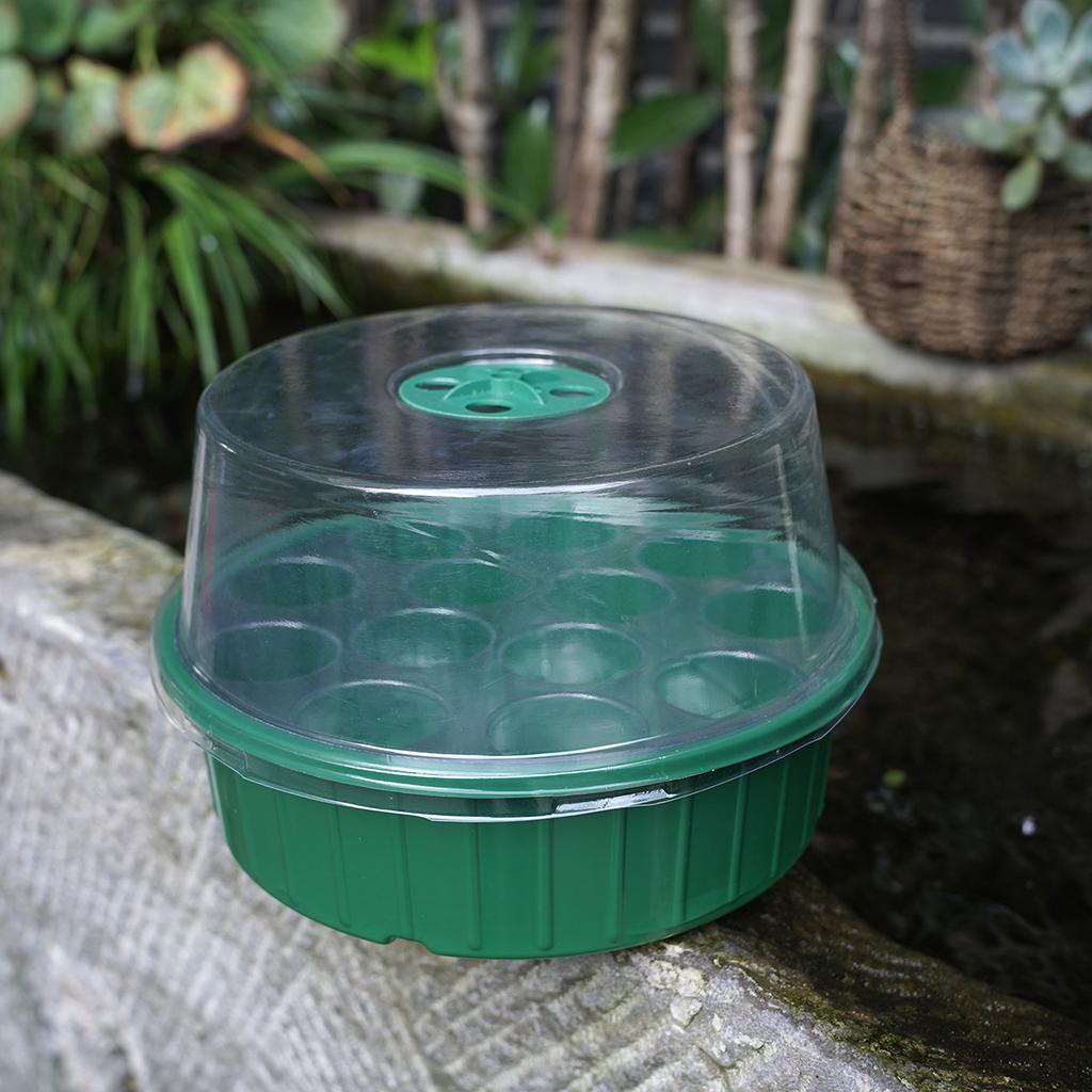 1PC 13-Hole Round Seed Starter Tray With Clear Lid ABS Hydroponic Germination Tray For Seedlings