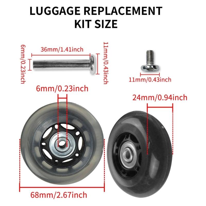 PU Roller Skate Wheels Suitcase Screw Replacement Wheels For Furniture And Inline Skate Repair Accessory Caster
