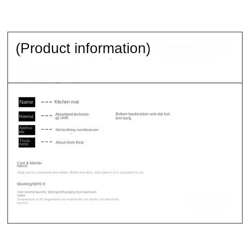 Kitchen Special Anti-dirty Anti-fouling Floor Mat Diatom Mud Absorbent Mat Non-slip Anti-oil Carpet Wipeable No-wash Floor Mat Home