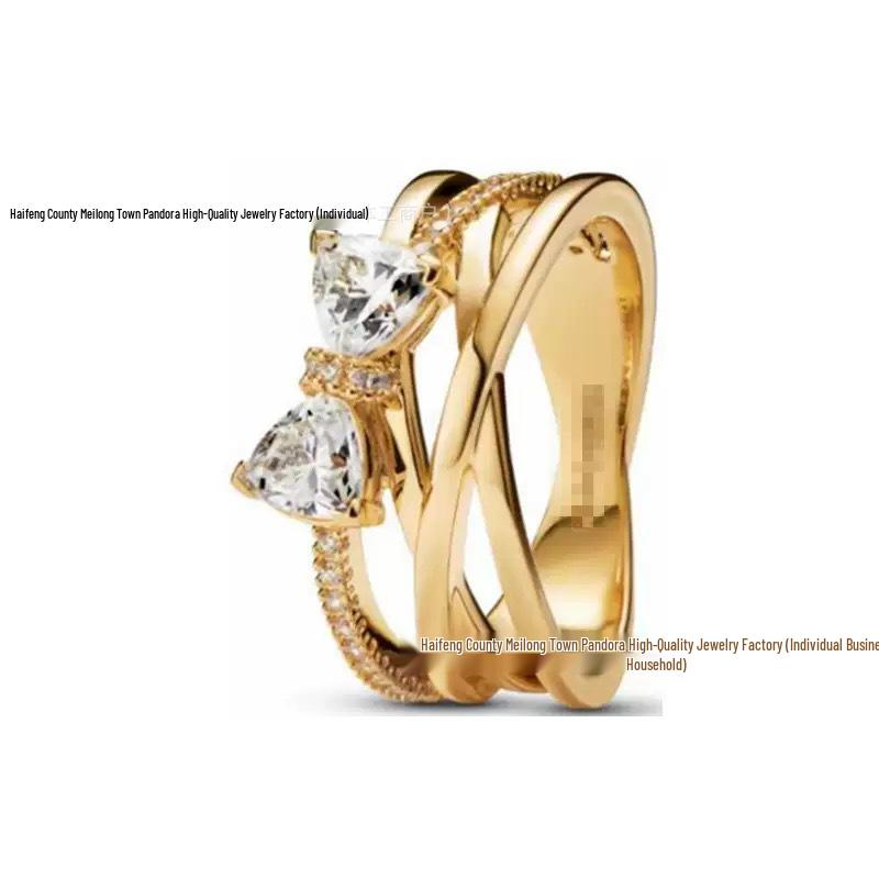 Inele pentru Cuplu Pandora Coroană de Aur Inimă Argint Sterling S925 Cadou de Crăciun