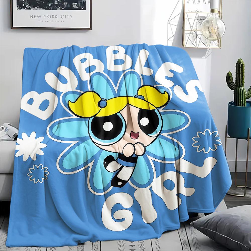 Powerpuff Girls Bubbles Sweet pattern Flannel Blanket, High quality Comfortable for All Seasons, Home Decor, Warmth and Comfort, Perfect for Gifts. 80cm x 120cm