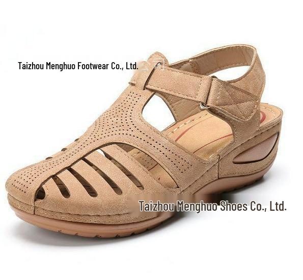 Women's 2020 Wedge Sandals - European & American Style, Casual, Large Size, Solid Color Stitching