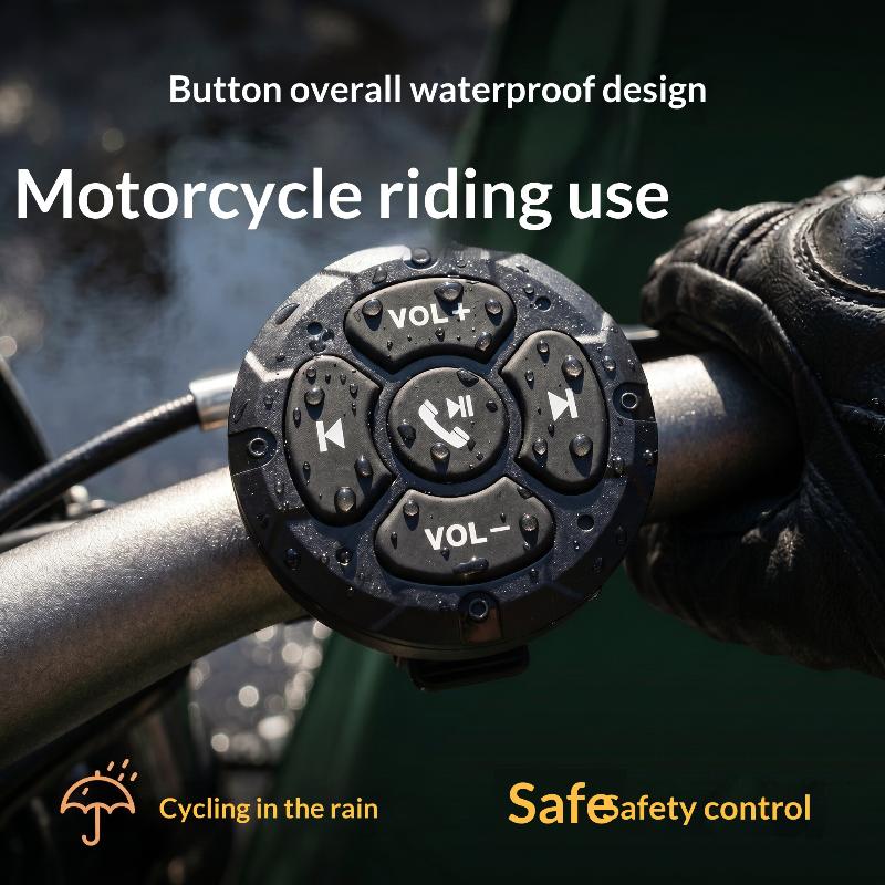 Wireless Bluetooth 5.3 Remote Media Controller Waterproof Handlebar Remote Control For Car Motorcycle And Bicycle