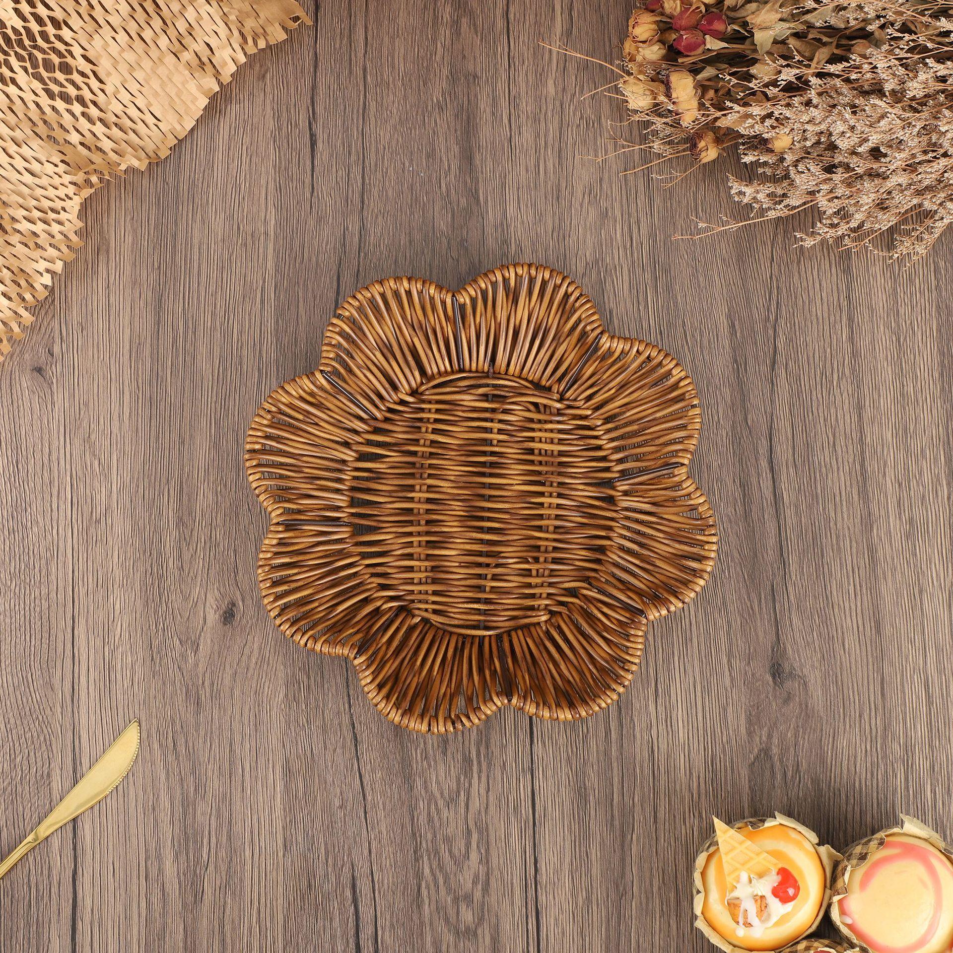 

Handwoven Rattan Storage Basket for Living Room Home Decor Candy Snack Fruit Tray