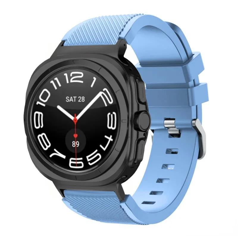 Silicone Strap For Samsung Galaxy Watch Ultra 2026 47mm Stripe Texture Replacement Band For Samsung Watch 8/8 Classic Accessory