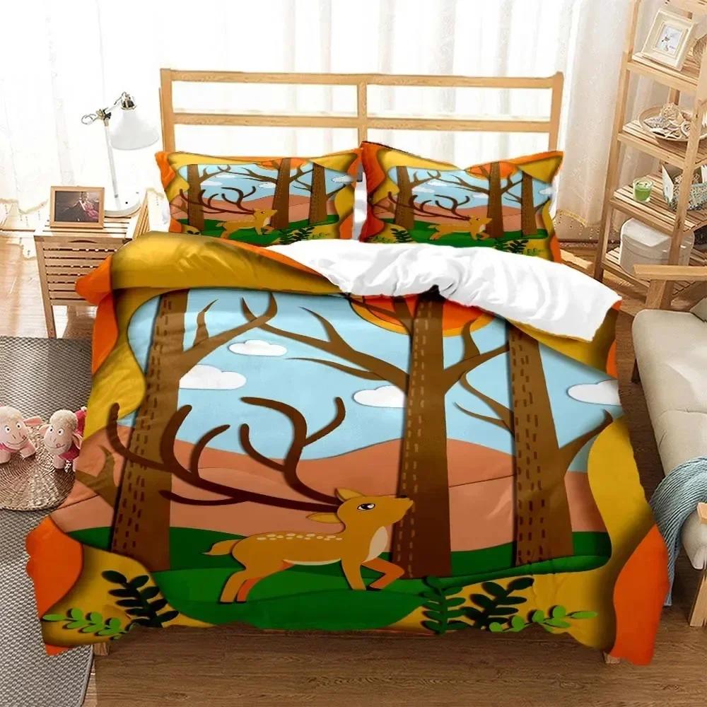 Comforter Forest Deer Digital Bedding Set For Bedroom Soft Modern S Comefortable Kids And