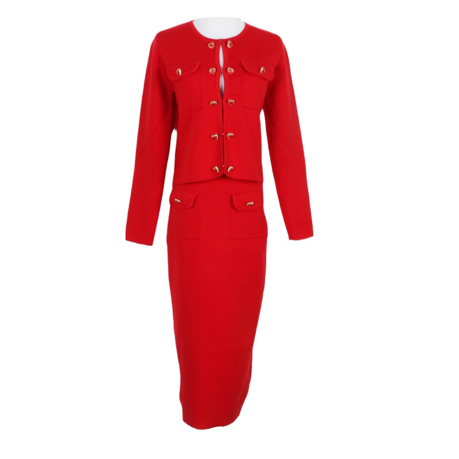 

2024 Elegant Double-Breasted Heart Frog Closure Jacket & Pencil Skirt Set S