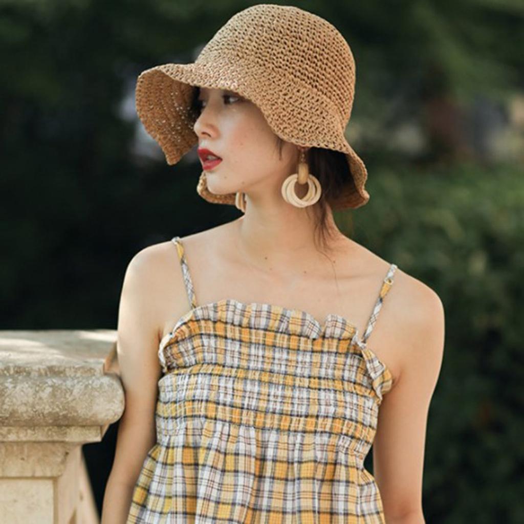 Childhood Raffia Bow Sun Hat Wide Brim 