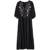 2024 Summer New plus Size Women's Loose and Comfortable Fashion Embroidery Cardigan Casual Mid-Length Dress