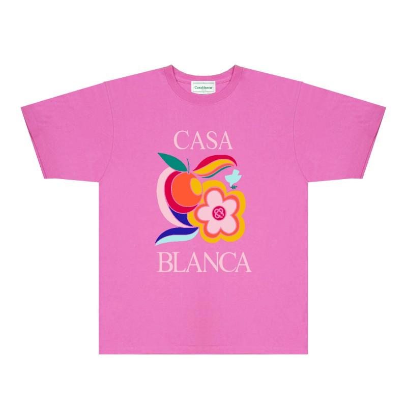 CASA Casablanca Short Sleeve T Shirt Couples Star Castle Letter Print Casual Loose Fit
