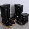 Labor Insurance Round Head Black 807 Men's Pull-back Rain Shoes, Tall Pvc Non-slip Beef Tendon Sole Pull-back Rain Boots
