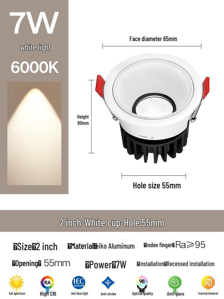 Kompakter blendfreier Einbaustrahler für die Decke: Vollspektrum-Wandfluter für das Wohnzimmer