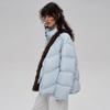 High-end white duck down puff down jacket women's stand-up collar winter fashion high fluffy bread jacket