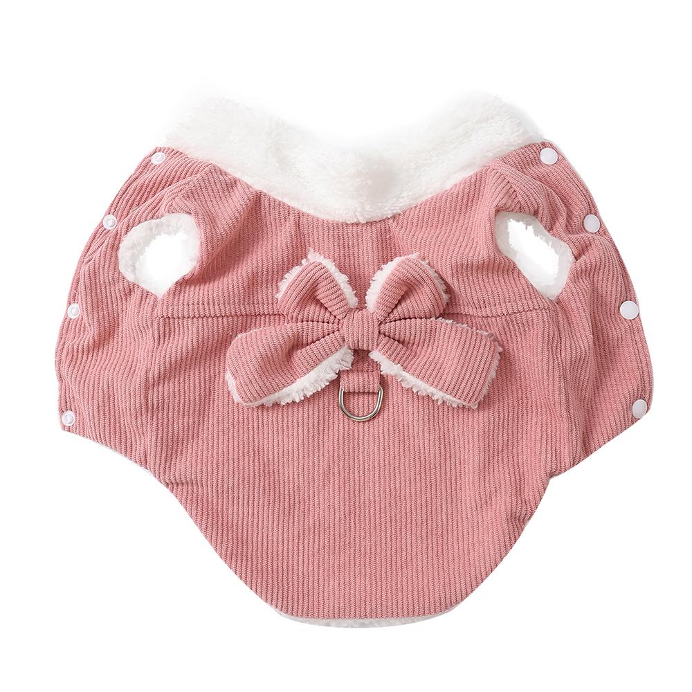 Winter Pet Dog Clothes For Small Dogs Cat Cozy Fleece Puppy Jacket Coat With D-ring Cute Bow Yorkie French Bulldog Vest Overalls