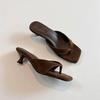 Sheepskin Version~ French Simple Thin Heel Square Toe Flip-flops Shoes for Women To Wear Summer Beach Cool Slippers