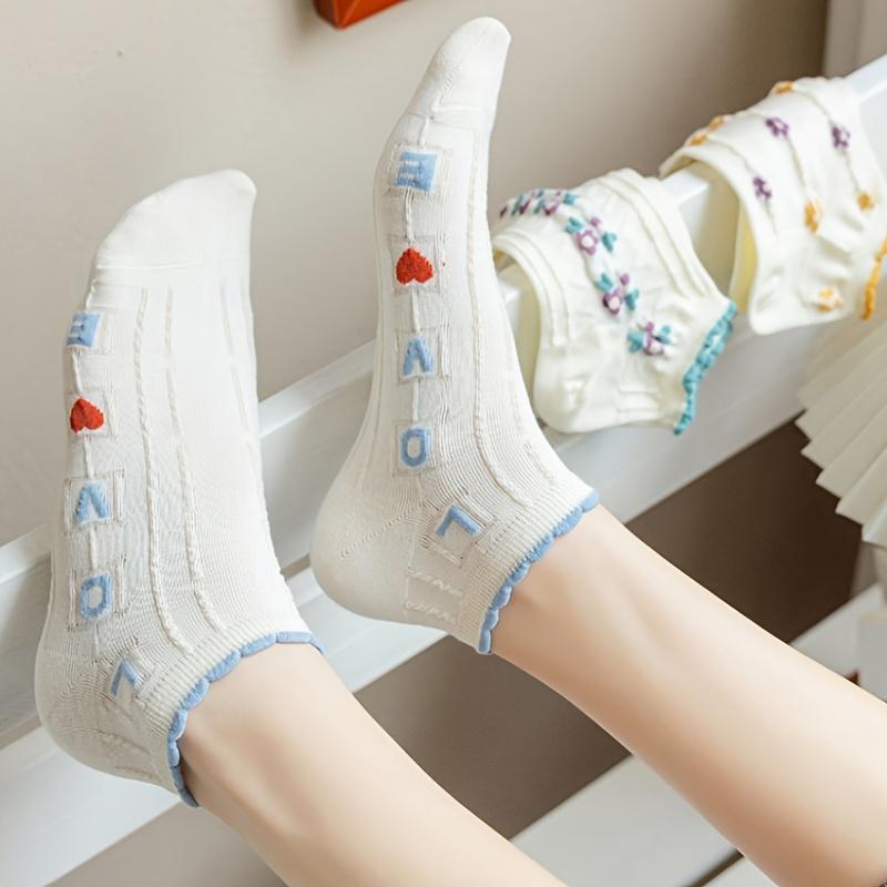 5 Pairs Women's Ankle Socks Breathable Socks Casual Socks Cute Socks for Spring and Summer