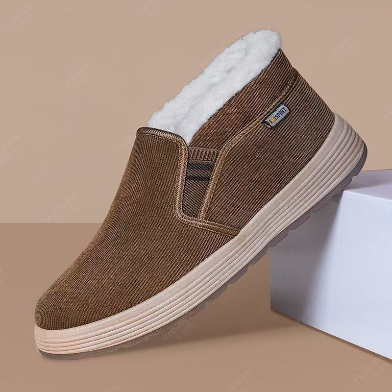 Winter new cloth shoes men's velvet thickened warm cotton shoes non-slip soft-soled low-top snow boots