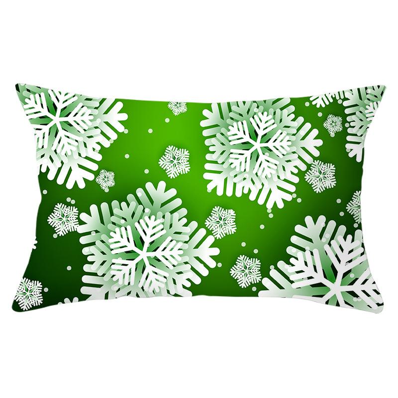 Green Series Christmas Peach Skin Printed Waist Pillowcase Square Sofa Pillowcase Office Pillowcase