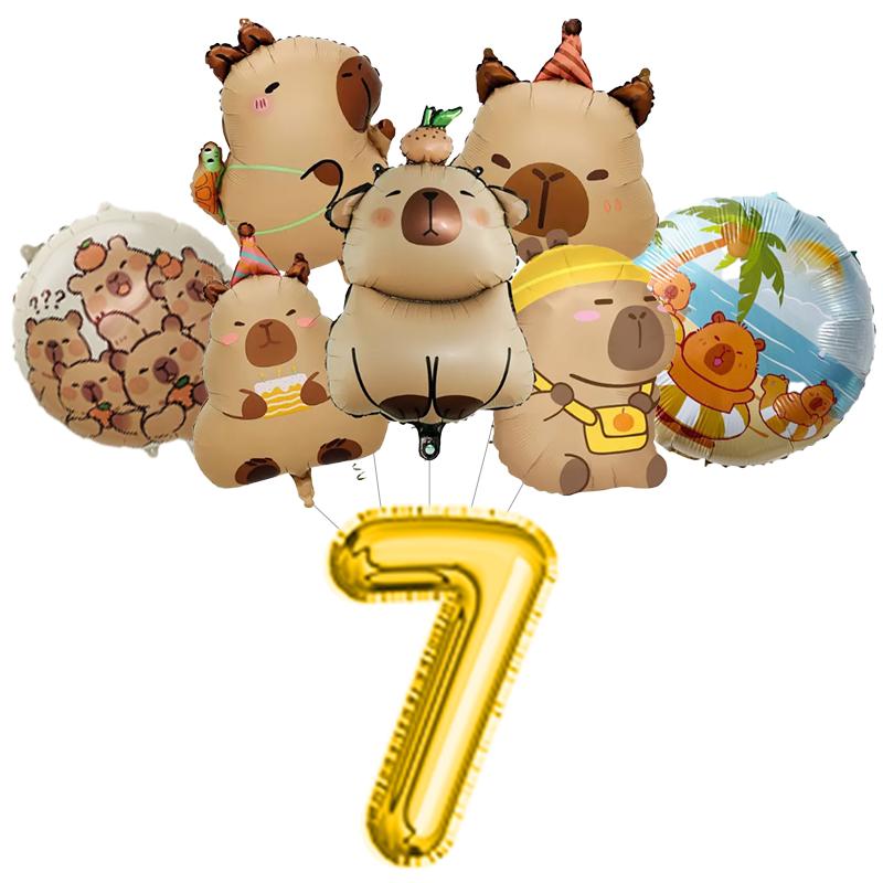 New Capybara Birthday Decoration Capybara Tableware Party Balloons Cups Plate Kit Banner Backdrop Cartoon Deco Supplies Set