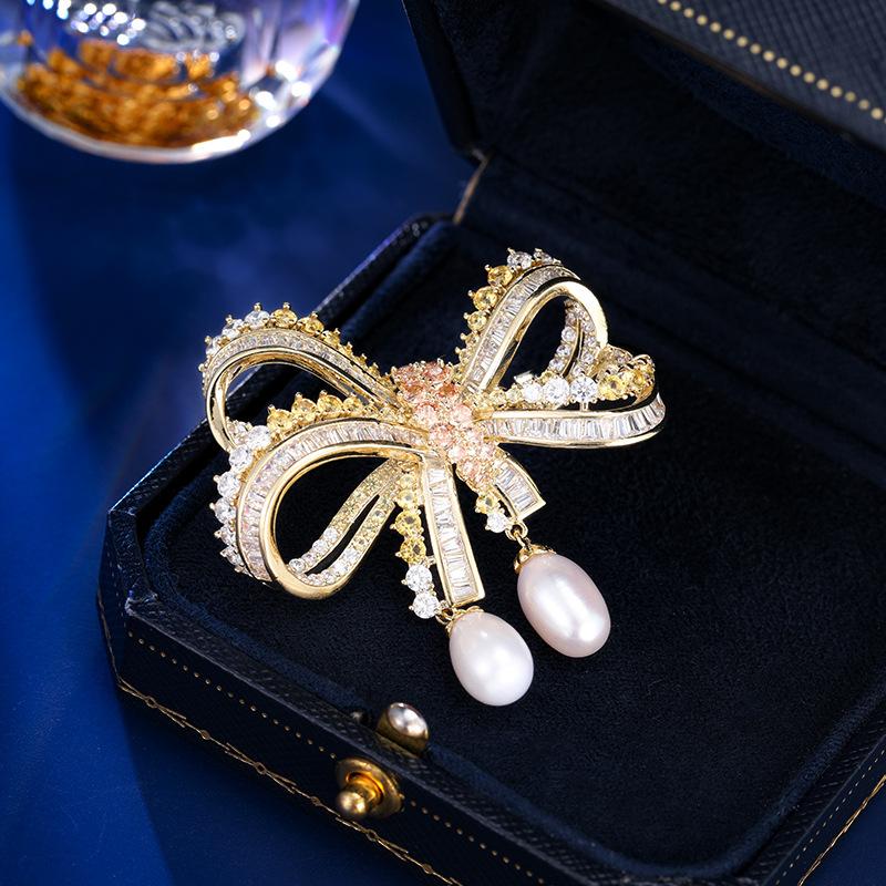 

Легкий роскошный бант из натурального пресноводного жемчуга кулон брошь модный костюм пальто кардиган аксессуары женщины