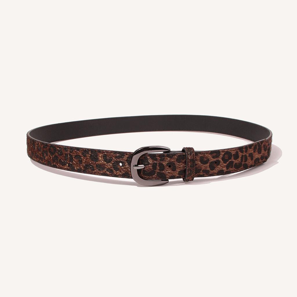 Fashion Faux Leather Leopard Print Womens Belt With Pin Buckle For Casual Wear