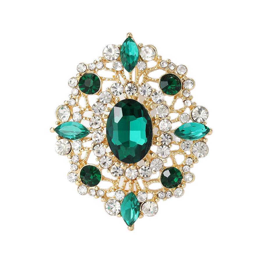 European and American court retro brooch high-end female luxury crystal badge trendy personality temperament pin coat corsage accessories
