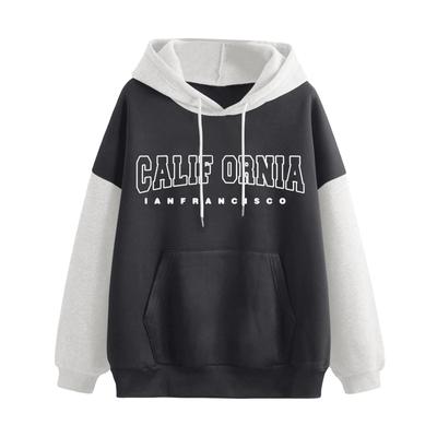 Women's Letter Print Long Sleeve Hoodie Oversize Hooded Sweatshirt Casual Street Hip Hop Pullover Loose Clothes