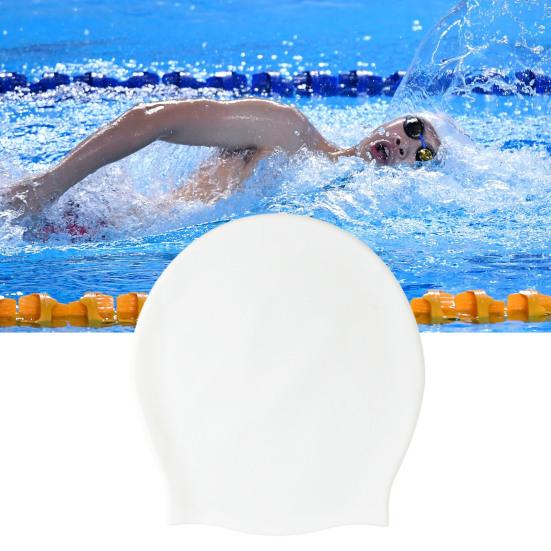Silicone Swimming Hat High Elasticity Breathable Waterproof Soft Unisex Solid Color Stretch Long Hair Baided Hair Reusable Cofortable