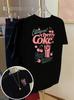 Lady's Tops, Cherry Coke Graphic T-Shirt, Front & Back Print Casual Crew Neck Short Sleeve Top