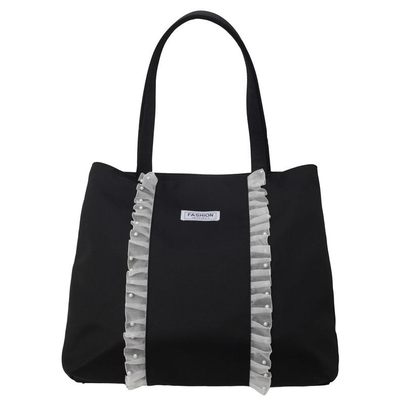 New Solid Color Simple Large Capacity Shoulder Tote Bag Trendy Leisure Commuter Bag Female New Student