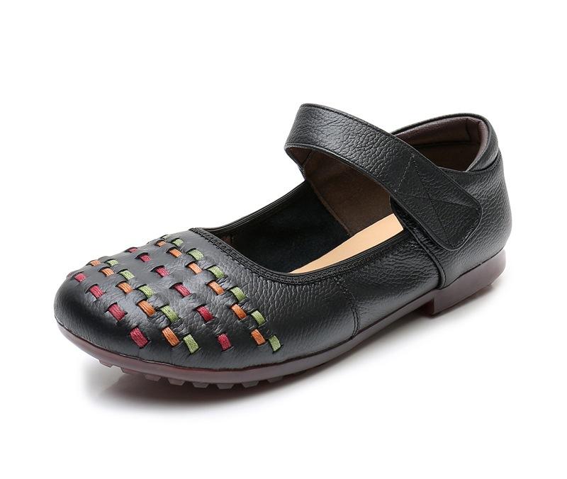 Новые круглоголовые женские повседневные этнические удобные туфли для мам 35 чёрный