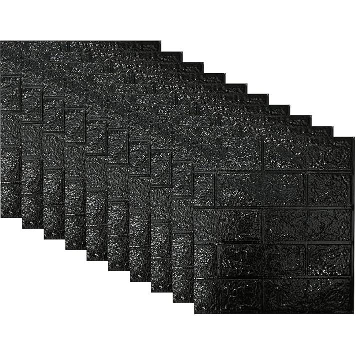 10 Pcs 3D Peel and Stick Foam Wall Panel Stickers, 14 Sq Feet Self Adhesive Faux Stone Decorative Brick Wallpaper Tiles for Home Decor