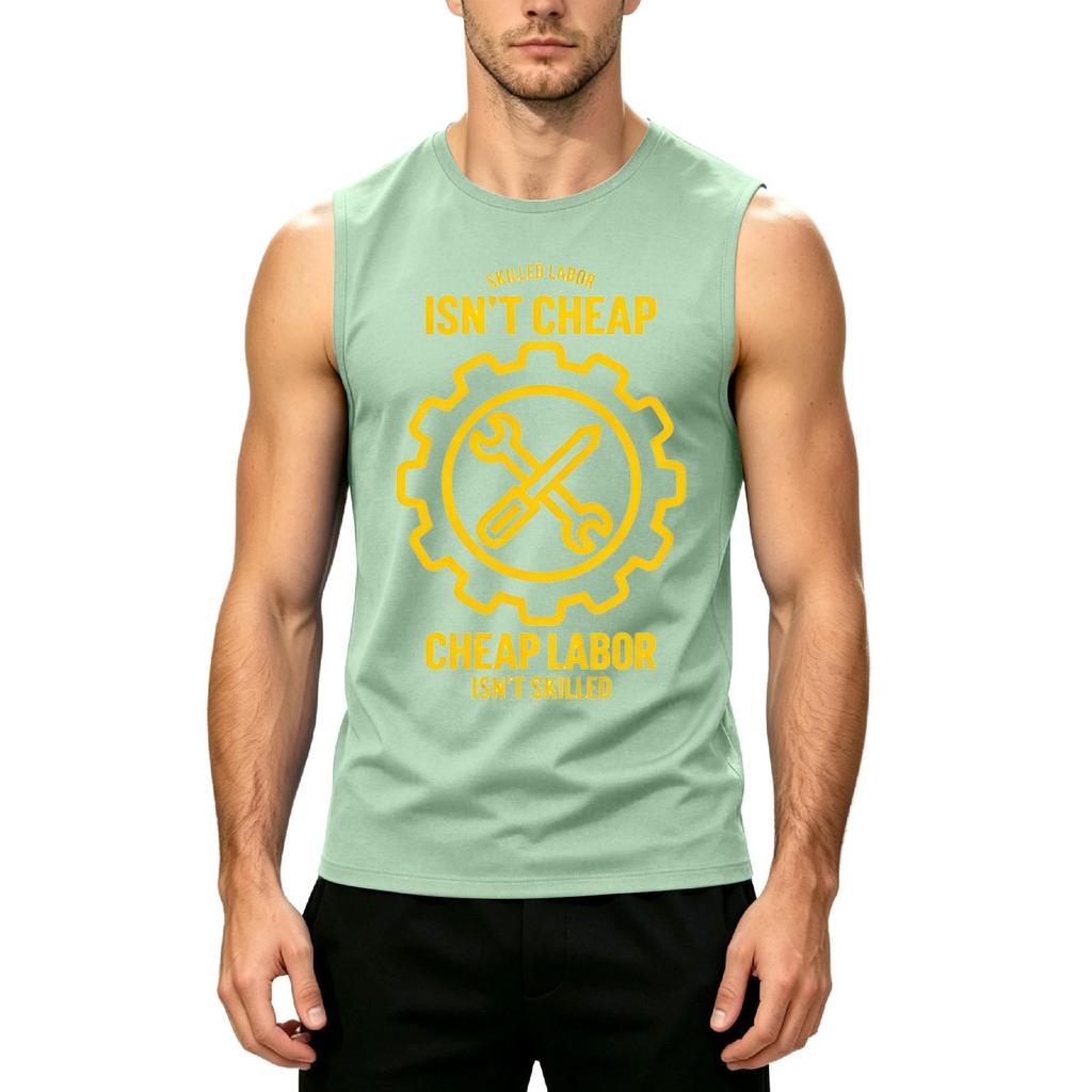 Men's Sleeveless Casual Tank Top Labor Day Graphic Print Muscle Fit Round Neck Summer Shirt for Outdoor Activities