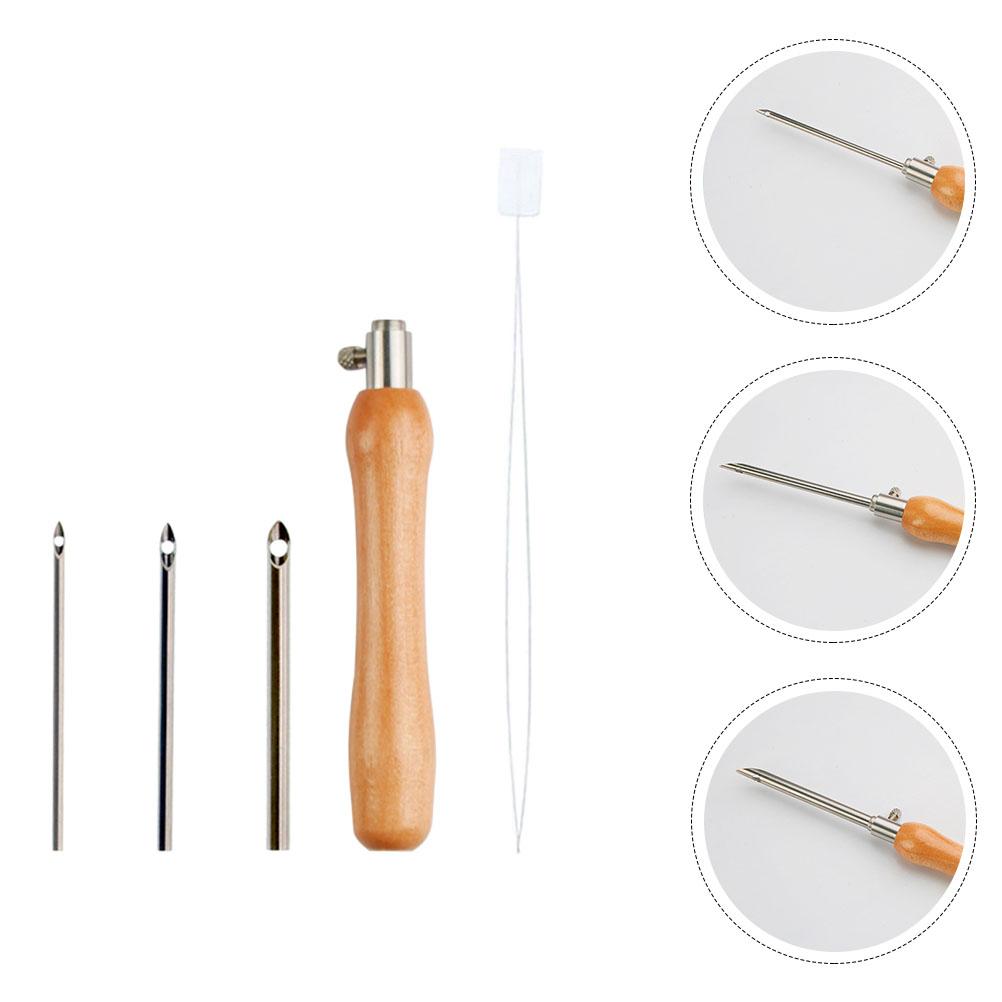 Wooden Metal Punch Needle Kit Felting Needles Embroidery Tools Wool Yarn Crafts Sewing Needle Set Stitching Needles 20x2cm