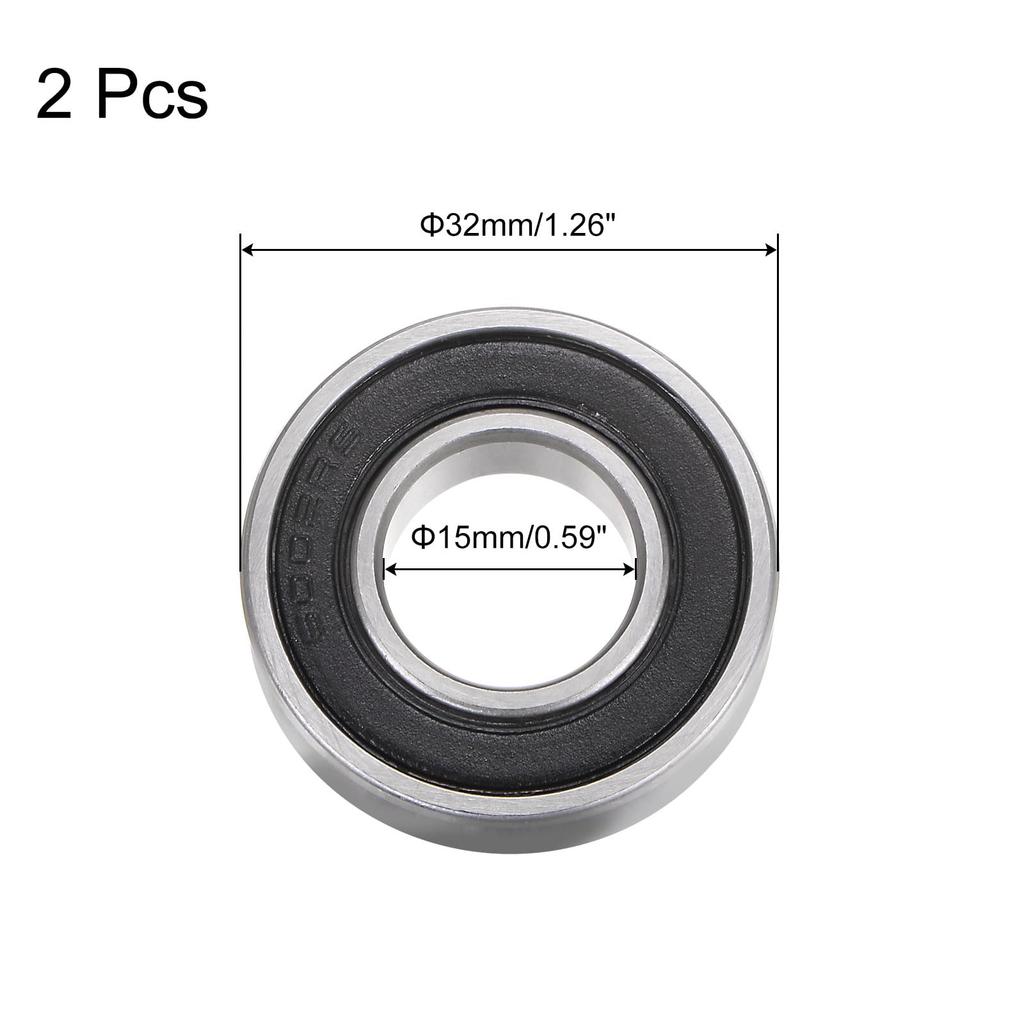 uxcell 2pcs 6002-2RS Deep Groove Ball Bearing Chrome Steel Z2 Double Rubber Sealed Bearing 15mm X 32mm X 9mm